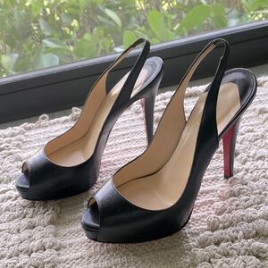 Christian Louboutin Peep Toe sling back!